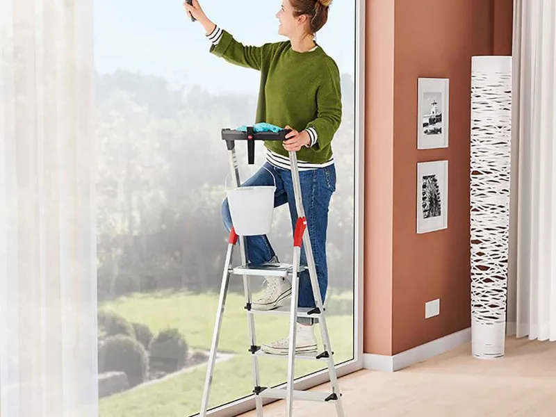 Hailo ProfiStep XXL, 4 marches, 1.46 m - Échelle en aluminium avec tréteau