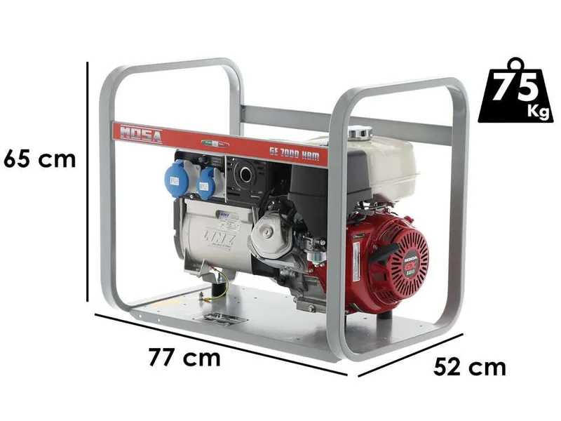 MOSA GE 7000 HBM - Groupe électrogène à essence AVR 6 kW - Continu 5 kW Monophasé - Moteur Honda GX390