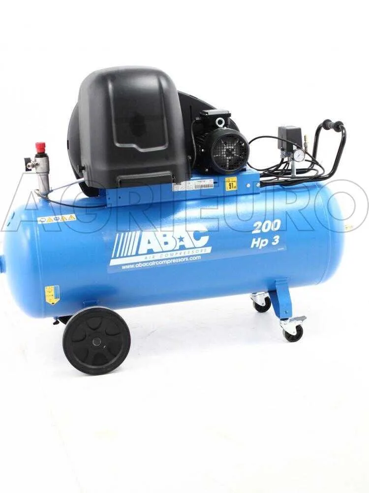 ABAC PRO A39B 200 CT3 - Compresseur d'air électrique triphasé par courroie silencieux - Moteur 3 CV - 200 litres
