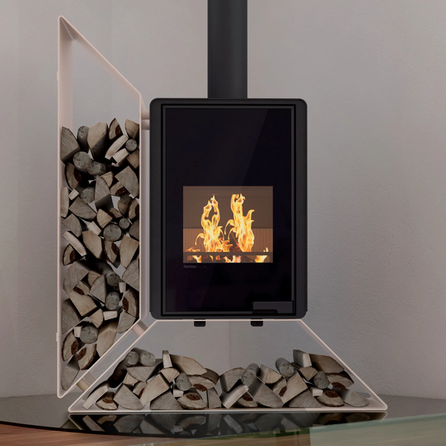 HS Flamingo Deluxe Kampa Poêle à bois Crème Étagère gauche