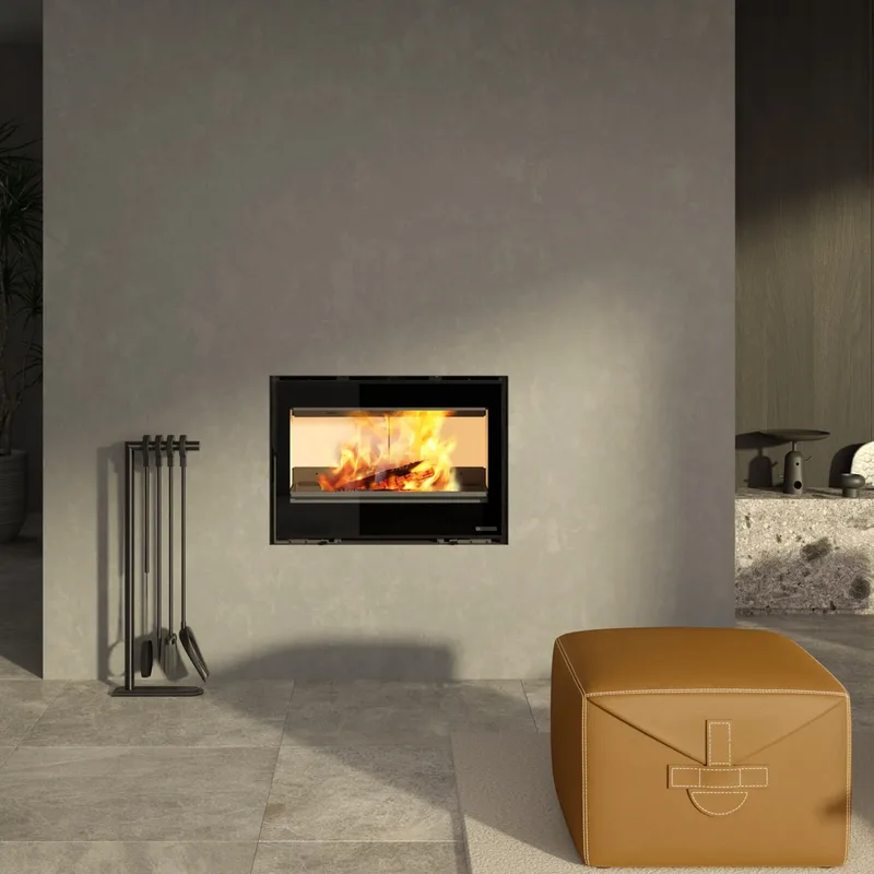 La Nordica inserto 80 H56 lean Insert de cheminée à bois acier noir