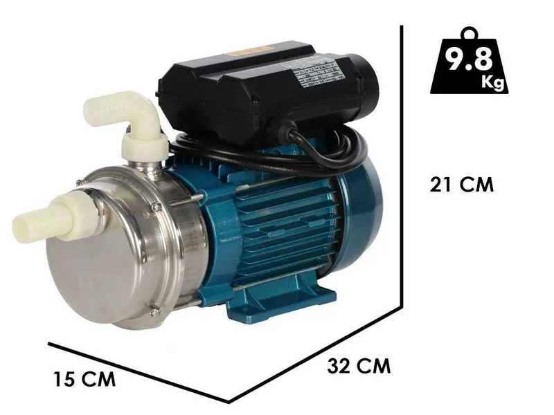 Tellarini ALM 25 MS - Pompe électrique de transfert en acier inoxydable - Raccord en nylon droits + courbés - Monophasée - 230V - Choisis tes raccords