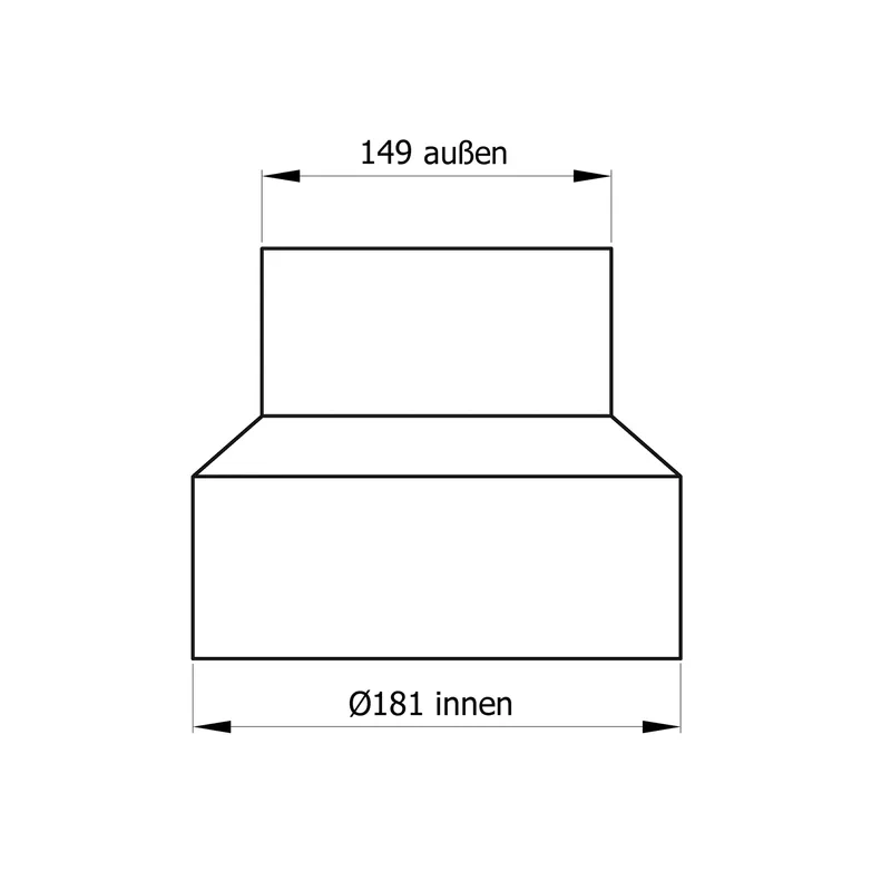 Raik Basic Réduction 180mm - 150mm noir pour tuyau de fumée / conduit de fumée