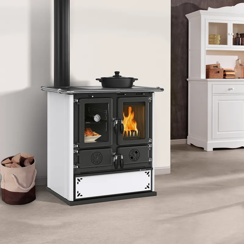 La Nordica Rosetta SX.16 Steel cuisinière à bois acier blanc moucheté