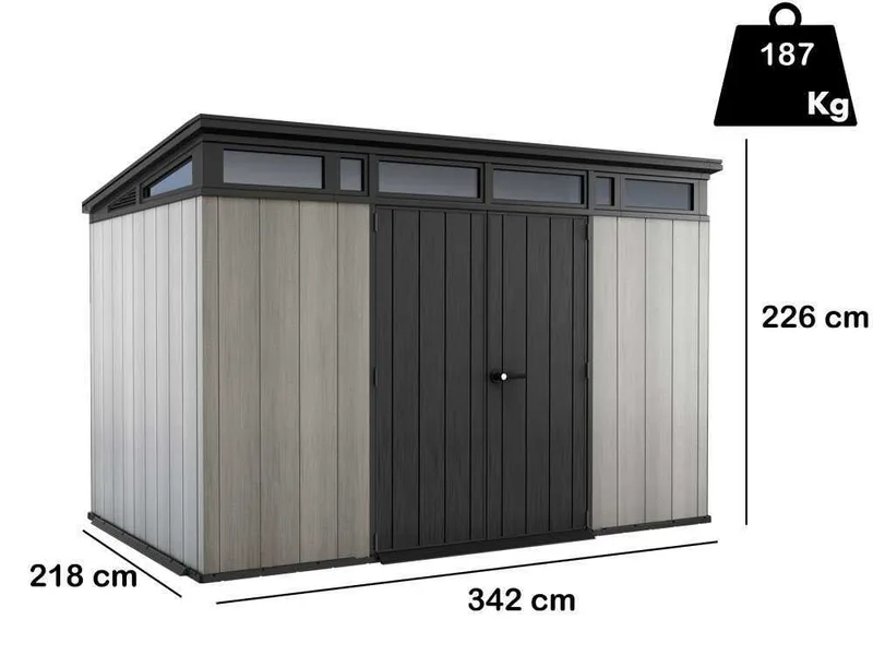 Keter Artisan gris - Abri de jardin - Avec porte à double pans - 342x218x226 cm