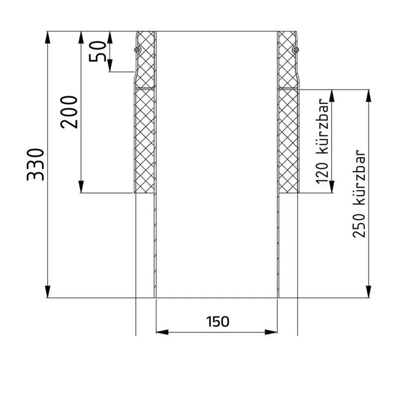Raik Lifestyle DUO pièce de raccordement de poêle 150mm noir raccourcissable à l’intérieur et à l’extérieur pour tuyau de fumée / conduit de fumée