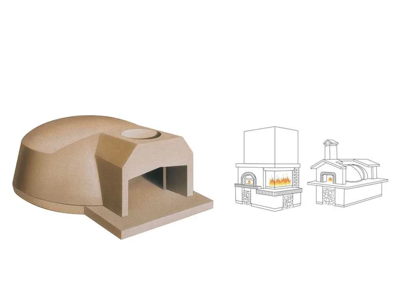 Linea VZ F2 - Four à bois encastrable avec chambre de Ø 107 cm - Capacité de cuisson 5 pizzas