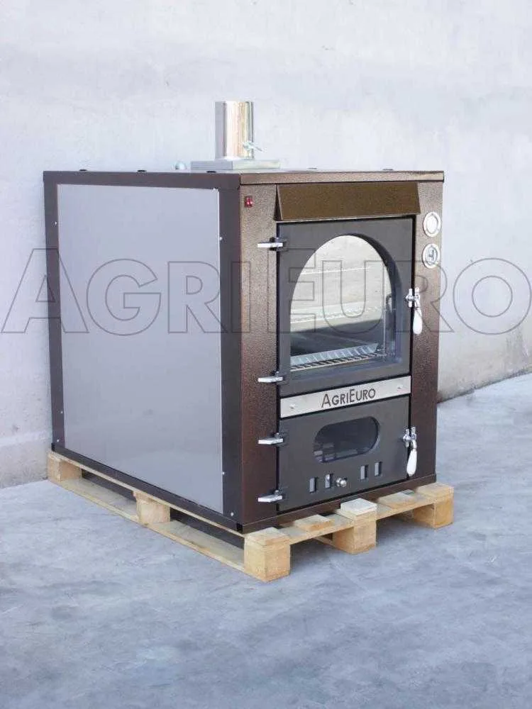 AgriEuro Magnus 100 Deluxe INC - Four à bois en acier encastrable - Cuivre émaillé - Inox