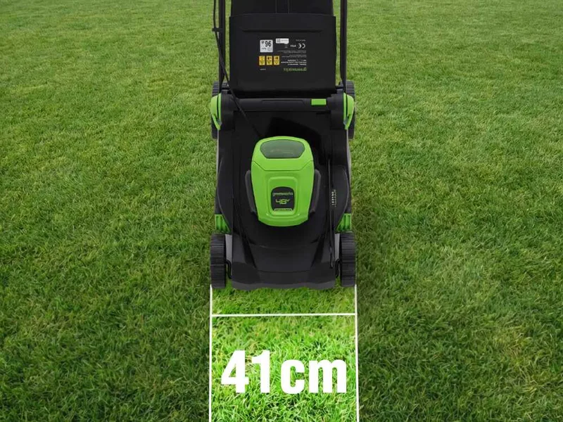 Greenworks GD48LM41II - Tondeuse à gazon à batterie - 48 V/4 Ah - Largeur de coupe 41 cm