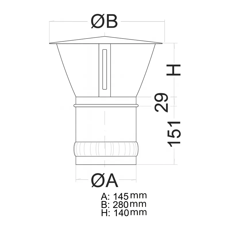 Schiedel chapeau de pluie Ø150 mm brillant