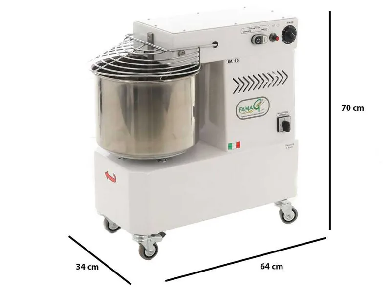 Pétrin à spirale Famag IM15 à 10 vitesses avec moteur électrique monophasé - 15 KG