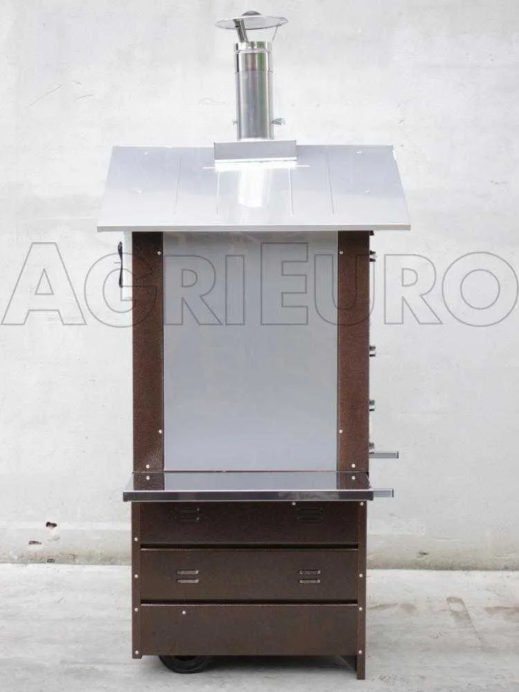 AgriEuro Medius 60 Deluxe EXT - Four à bois en acier d'extérieur - Cuivre émaillé - Inox
