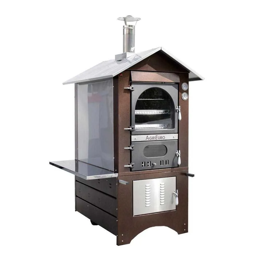 AgriEuro Magnus 80 Deluxe EXT - Four à bois en acier d'extérieur - Cuivre émaillé - Inox