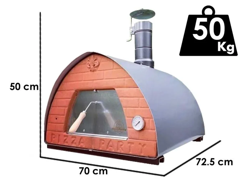 Pizza Party 70x70 Pietra - Four à pizza à bois d'extérieur - Chambre de cuisson 60x60 cm - Sole en briques réfractaires