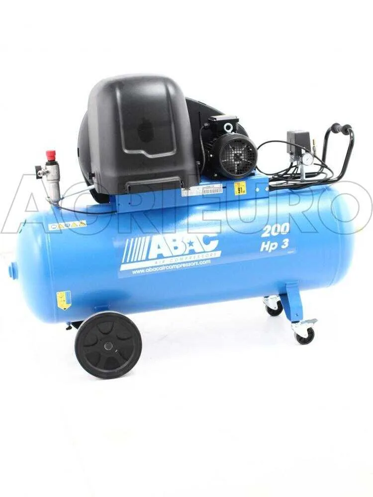 ABAC PRO A39B 200 CT3 - Compresseur d'air électrique triphasé par courroie silencieux - Moteur 3 CV - 200 litres