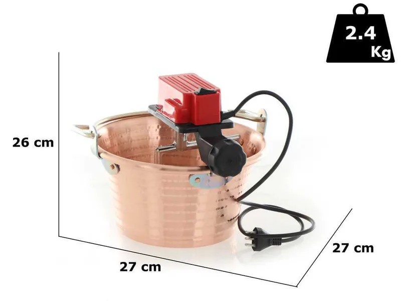 Chaudron en cuivre électrique martelé pour polenta NuovaFac Cuoca Automatica base plate 4L - 5W
