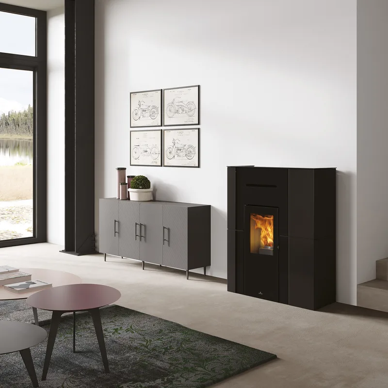 Edilkamin Blade H 15 Evo poêle à granulés bouilleur acier / verre noir