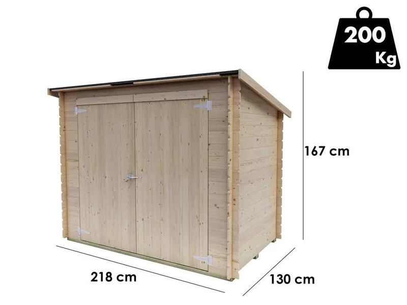 Alce Eureka 218x130 - Abri de jardin en bois - Toit à une pente - 218x130x167 cm