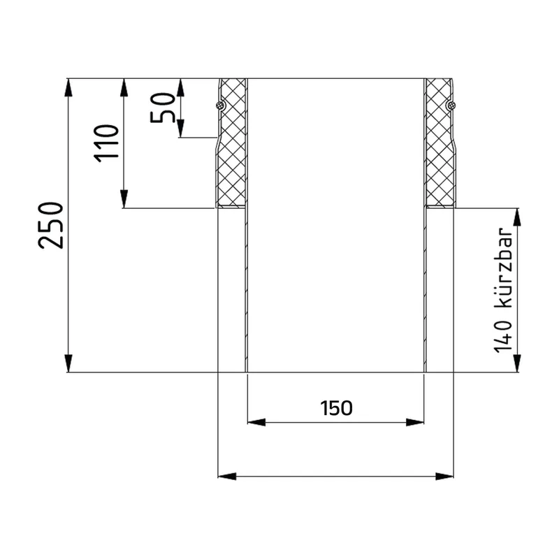 Raik Lifestyle DUO pièce de raccordement de poêle 150mm noir intérieure raccourcissable pour tuyau de fumée / conduit de fumée