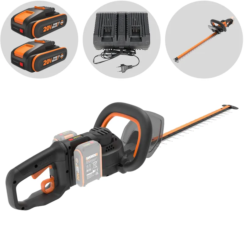 Worx Nitro WG286E - Taille-haie à batterie - 2x 20V 2Ah - lamier 60 cm