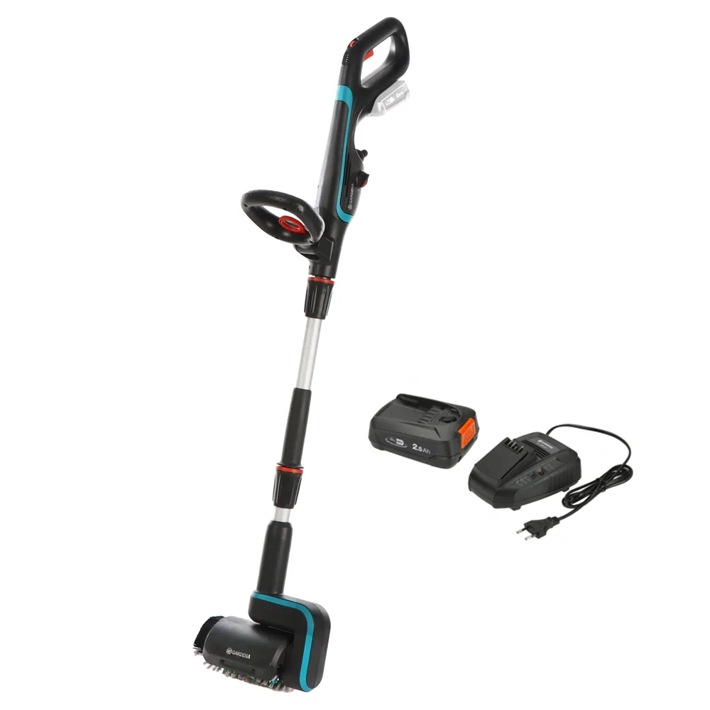 Gardena AquaBrush Patio 03/18V P4A - Nettoyeur de sols à batterie - avec starter kit 18V - 2.5Ah