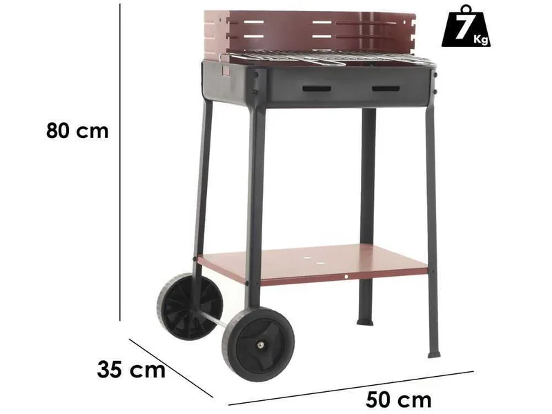 Mille Flavia c/r 45 - Barbecue à charbon en fer artisanal - 45,5x29,5 cm