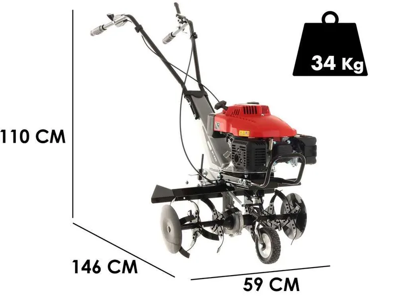 GeoTech GT 430 - Motobineuse à essence 5.5 CV - Moteur Ducar OHV de 161cc