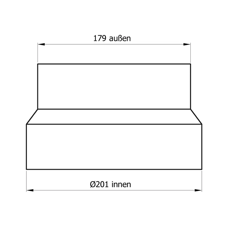 Raik Basic Réduction 200mm – 180mm noir pour tuyau de fumée / conduit de fumée