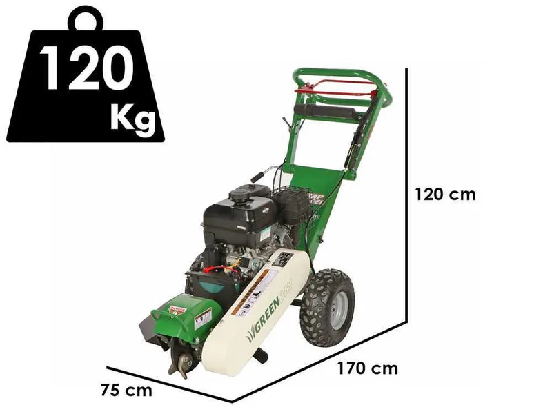 GreenBay Deep BSE-330 - Rogneuse de souches - Moteur B&S XR2100 420 cm3 avec démarrage électrique - Roue de coupe avec 8 fraises en carbure de tungstène