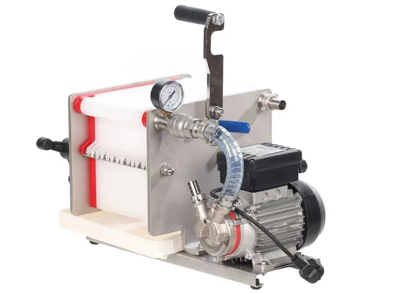 Enotecnica Pillan F14 - Filtre à vin professionnel avec 14 cartons 20x20 cm - Châssis INOX et pompe NOVAX