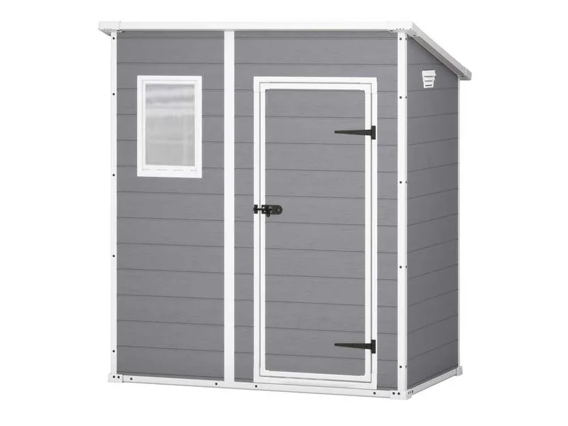 Keter Manor Pent gris - Abri de jardin - Avec fenêtre frontale - 183.5x111x200.5 cm