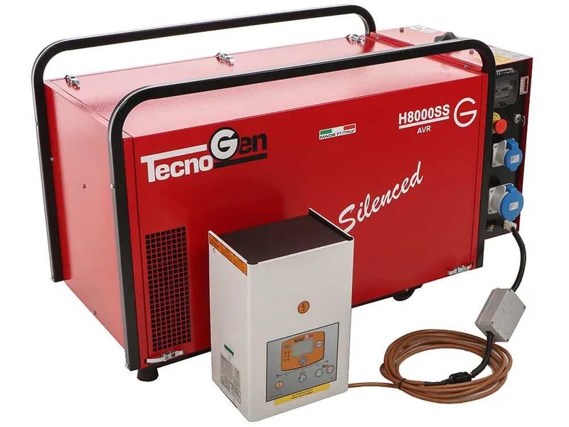 TecnoGen H8000SS/A - Groupe électrogène insonorisé à essence 5.8 kW - Continu 5.2 kW Monophasé + ATS+ ATS