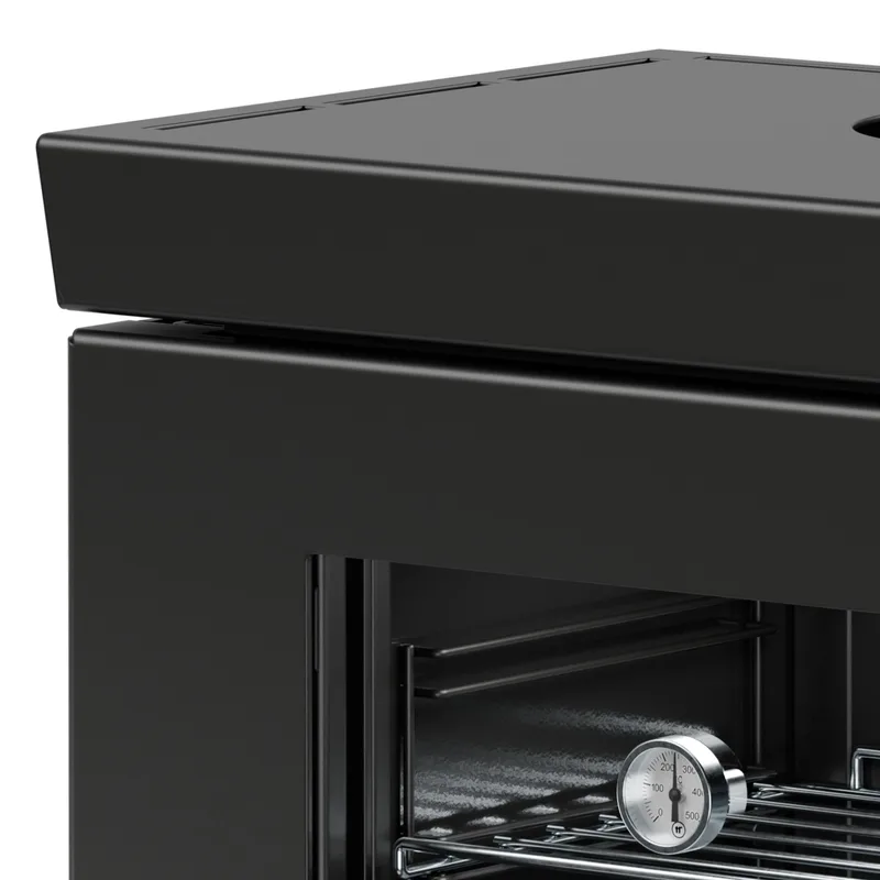 Thermorossi poêle à bois Zen O Evo6 avec compartiment four et compartiment range-bûches noir mat
