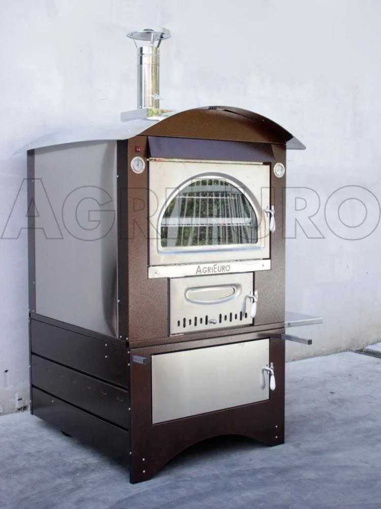 AgriEuro Maximus 100 Deluxe EXT Inox - Four à bois en acier d'extérieur - Cuivre émaillé