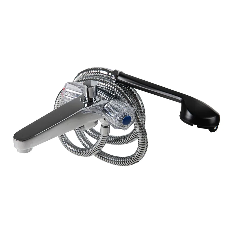 Wittigsthal Robinetterie avec limitation automatique du débit et ventilation intégrée, flexible 1500 mm, douchette noire