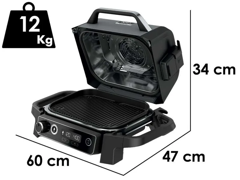 Ninja Woodfire OG701EU - Barbecue électrique avec fumoir et friteuse à air chaud