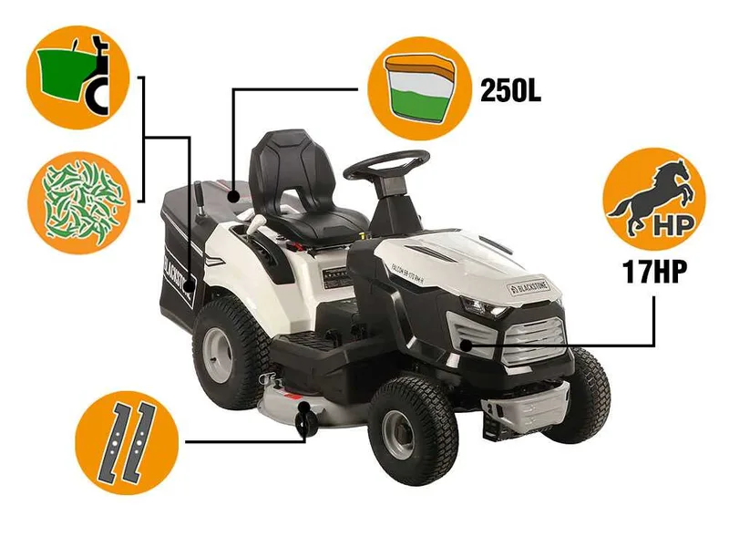 BlackStone FALCON 98-170 RM-H - Tracteur tondeuse avec transmission hydrostatique - Bac de ramassage - Mulching