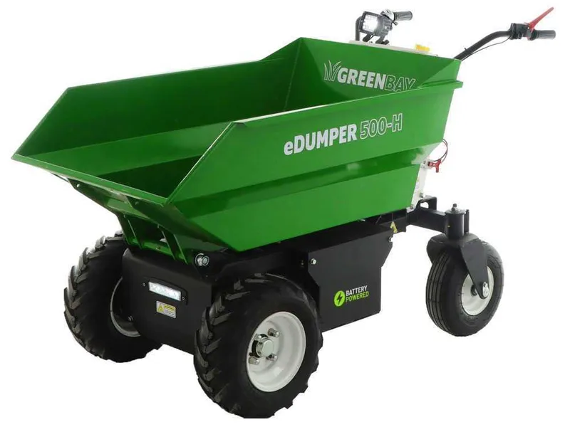 GREENBAY eDumper 500-H -Brouette électrique à batterie - 48V 32Ah - Basculement hydraulique