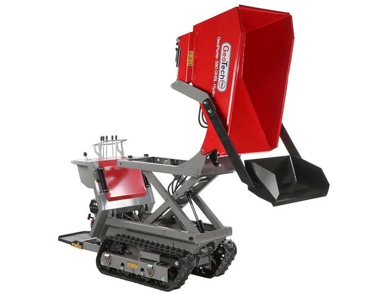 GeoTech Pro GeoPorter 580 DHSL Hydro - Brouette motorisée avec benne élévatrice à pantographe - Transmission hydrostatique