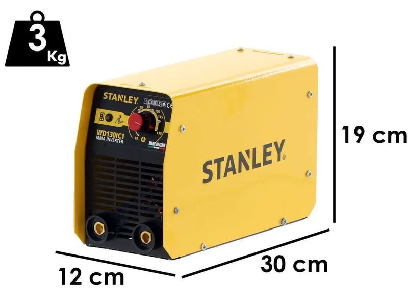 Poste à souder inverter à électrode MMA Stanley WD130IC1 - avec Kit MMA - Cycle @130A