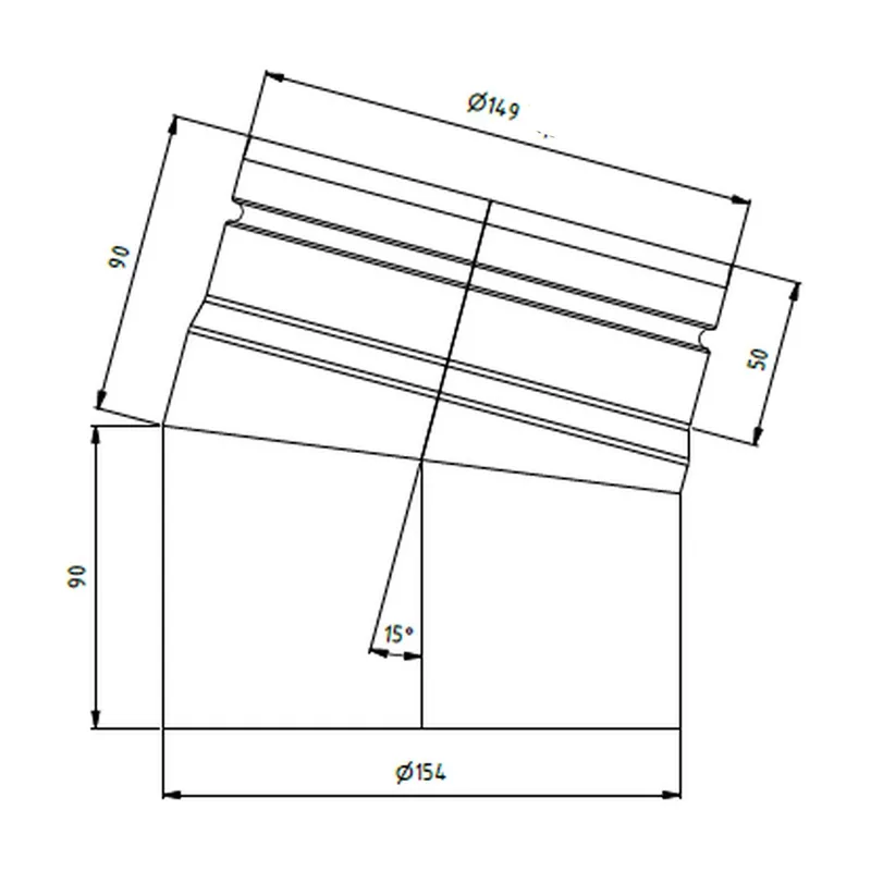 Raik Bogen LS diamètre 150/15° rétréci 2-pièces noir