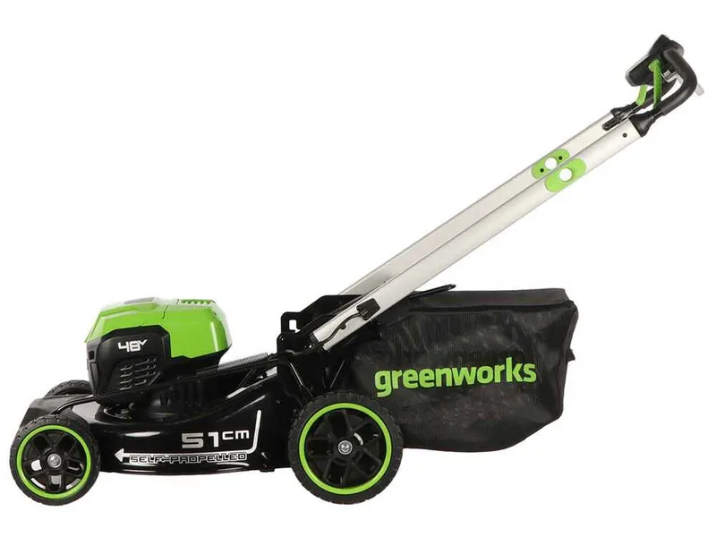 Greenworks GD48LM51SPIIK5 - Tondeuse à gazon autotractée à batterie - 48V/5Ah - Coupe 51 cm