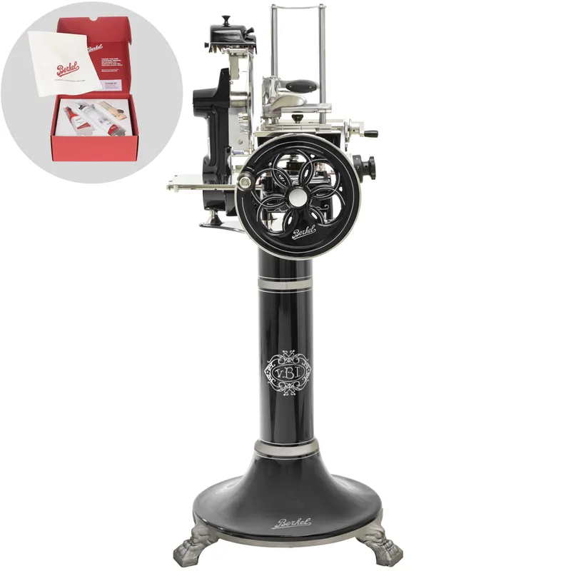 Berkel B2 Noir - Trancheuse à volant avec piédestal - Lame en acier chromé de 265 mm