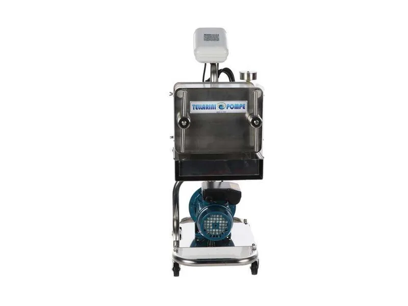 Tellarini CrystalPro Plus 10 - Filtre à plaques pour vin sur chariot - Pompe INOX