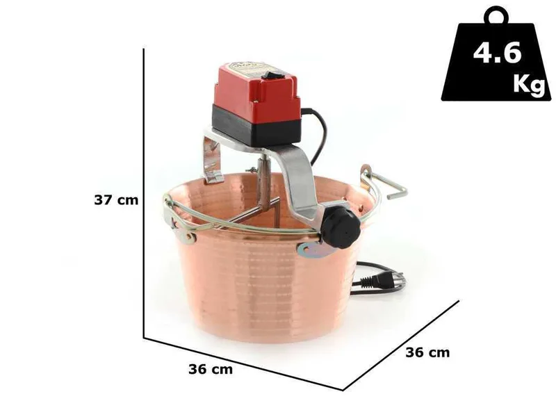 Chaudron à polenta en cuivre électrique martelé NuovaFac Cuoca Automatica base plate 9L - 24W