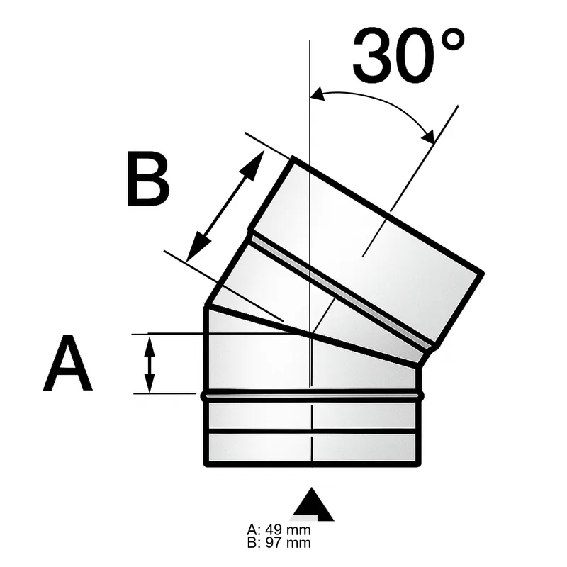 Schiedel PRIMA PLUS coude 30° Ø150 mm simple paroi mat