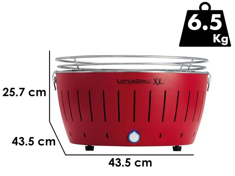 LotusGrill LG G435 U RD - Barbecue portable pour l'extérieur XL - Coque rouge