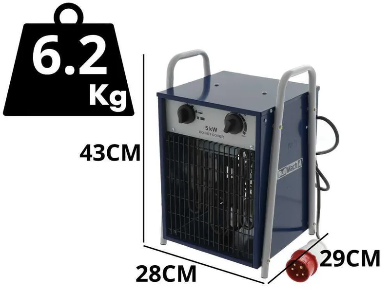 BullMach BM-EFH 5H - Générateur d'air chaud triphasé avec ventilateur - 5kW