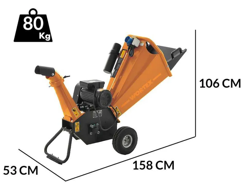Wortex Drake D300/70E - Broyeur à moteur électrique - Monophasé 3 CV