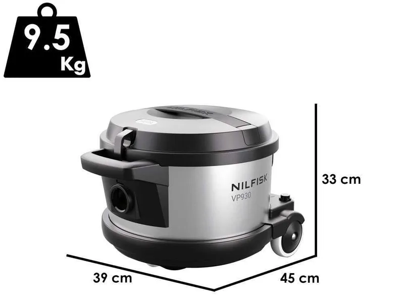 Nilfisk VP 930 Eco Pro Hepa EU - Aspirateur ULTRA silencieux - Bidon en acier de 15 L - 400W